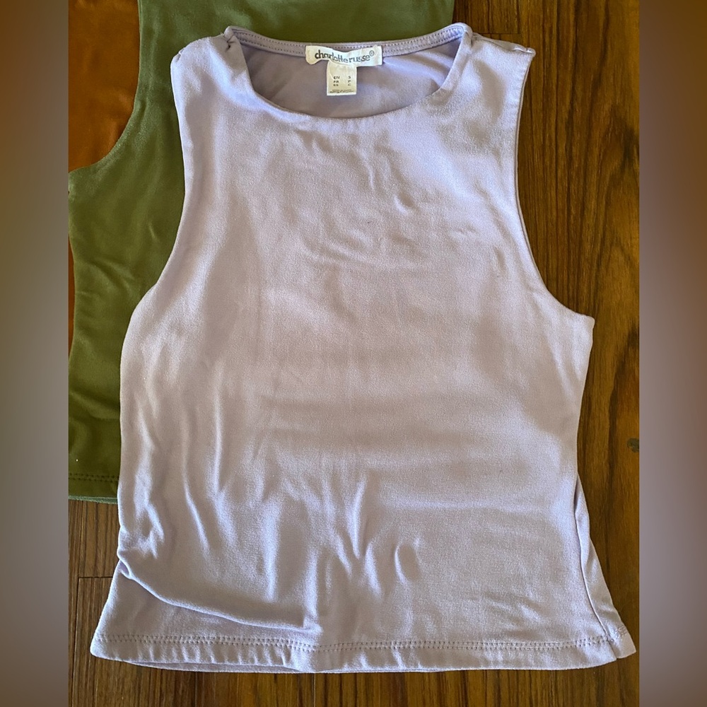 Charlotte Russe Multicolor Crop Tank Tops - Black, White, Lavender, Olive, Rust - Picture 8 of 12